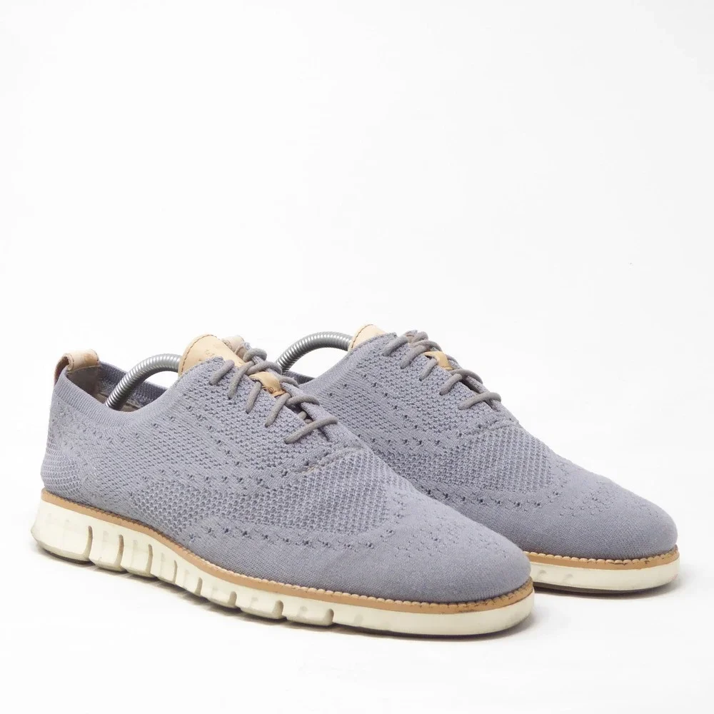 Cole Haan Mens Zerogrand Wingtip Oxford Shoes Gray Knit 9.5M